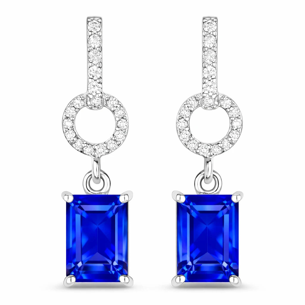 Emerald-Cut Diamond Drop Earrings