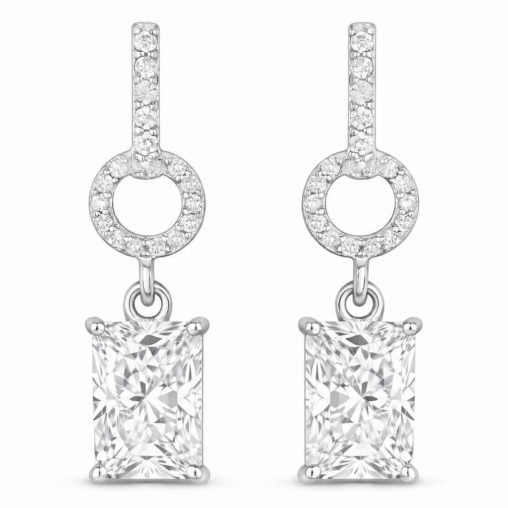 Emerald-Cut Diamond Drop Earrings