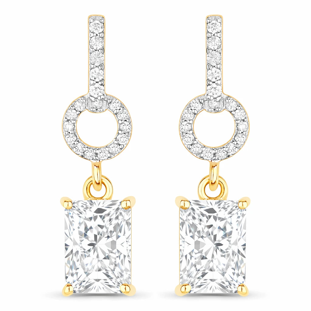 Emerald-Cut Diamond Drop Earrings