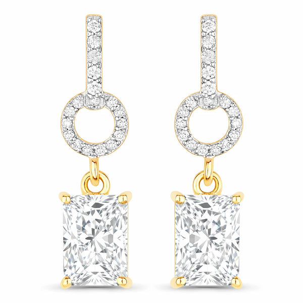 Emerald-Cut Diamond Drop Earrings
