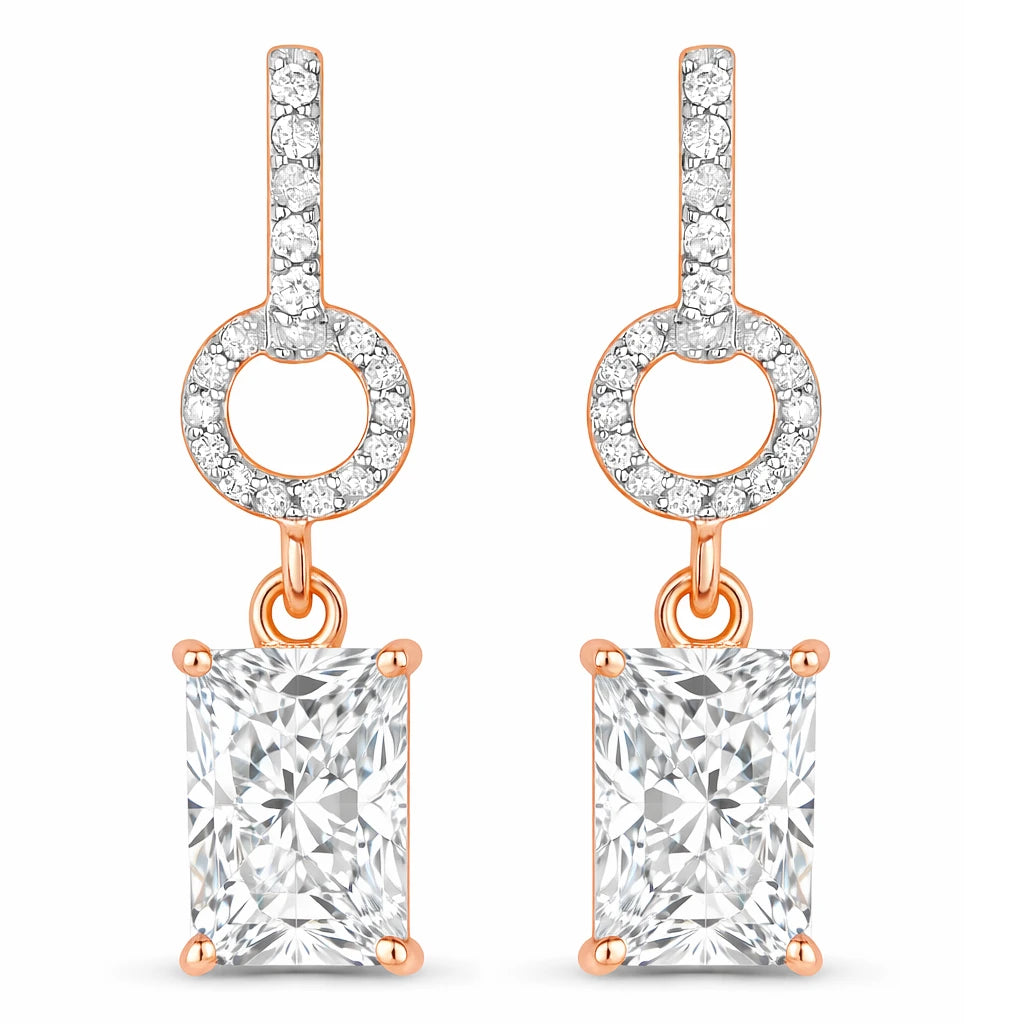 Emerald-Cut Diamond Drop Earrings