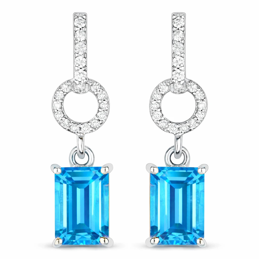 Emerald-Cut Diamond Drop Earrings