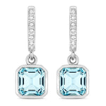 Octagon Cut Diamond Accent Drop Earrings