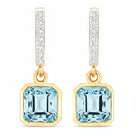 Octagon Cut Diamond Accent Drop Earrings
