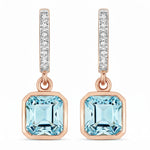 Octagon Cut Diamond Accent Drop Earrings