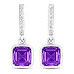 Octagon Cut Diamond Accent Drop Earrings