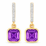 Octagon Cut Diamond Accent Drop Earrings
