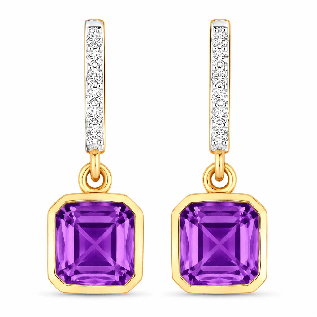 Octagon Cut Diamond Accent Drop Earrings