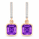 Octagon Cut Diamond Accent Drop Earrings