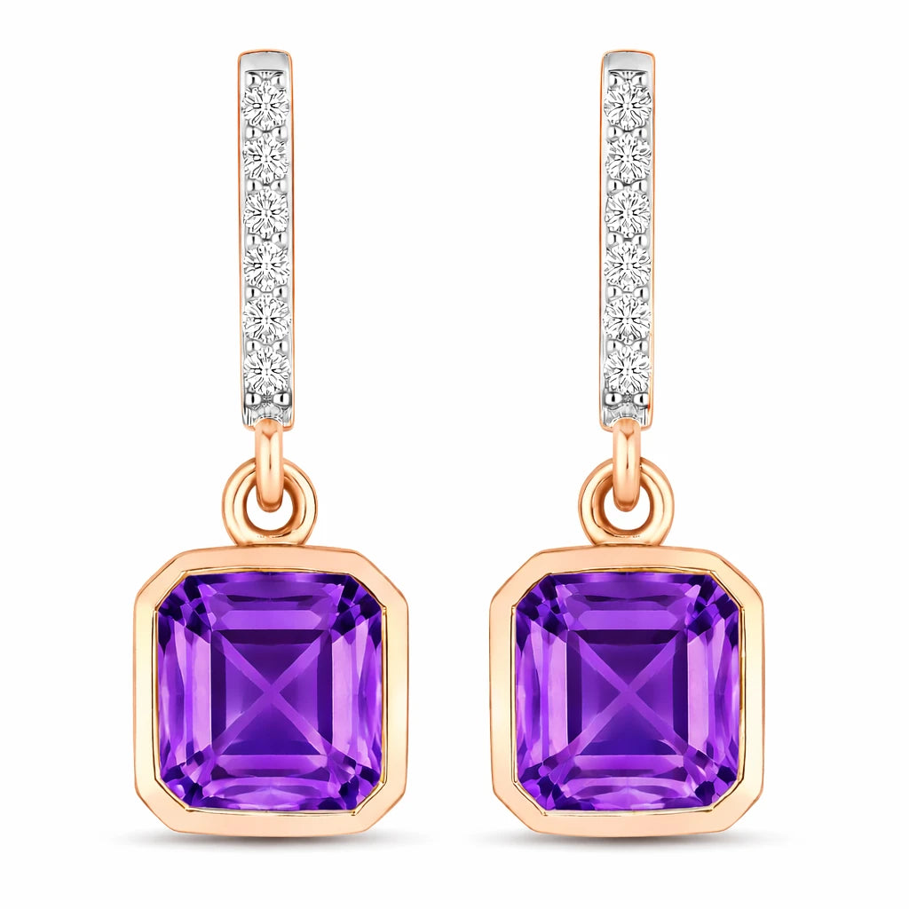 Octagon Cut Diamond Accent Drop Earrings