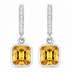 Octagon Cut Diamond Accent Drop Earrings