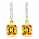Octagon Cut Diamond Accent Drop Earrings