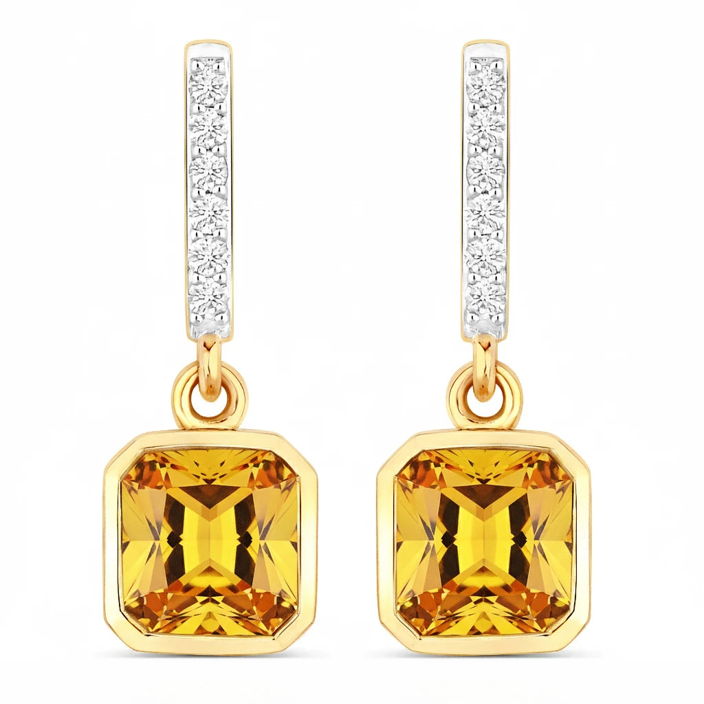 Octagon Cut Diamond Accent Drop Earrings