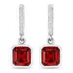 Octagon Cut Diamond Accent Drop Earrings