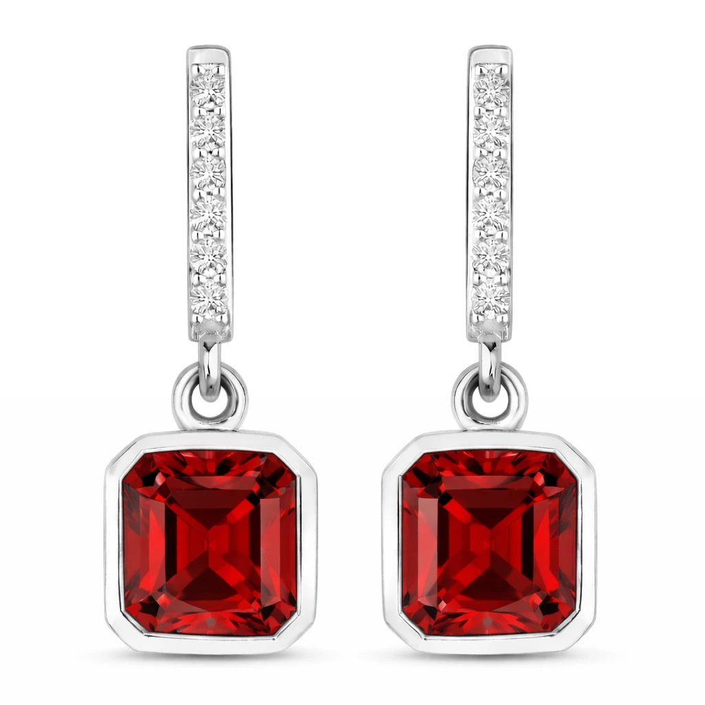 Octagon Cut Diamond Accent Drop Earrings