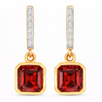 Octagon Cut Diamond Accent Drop Earrings