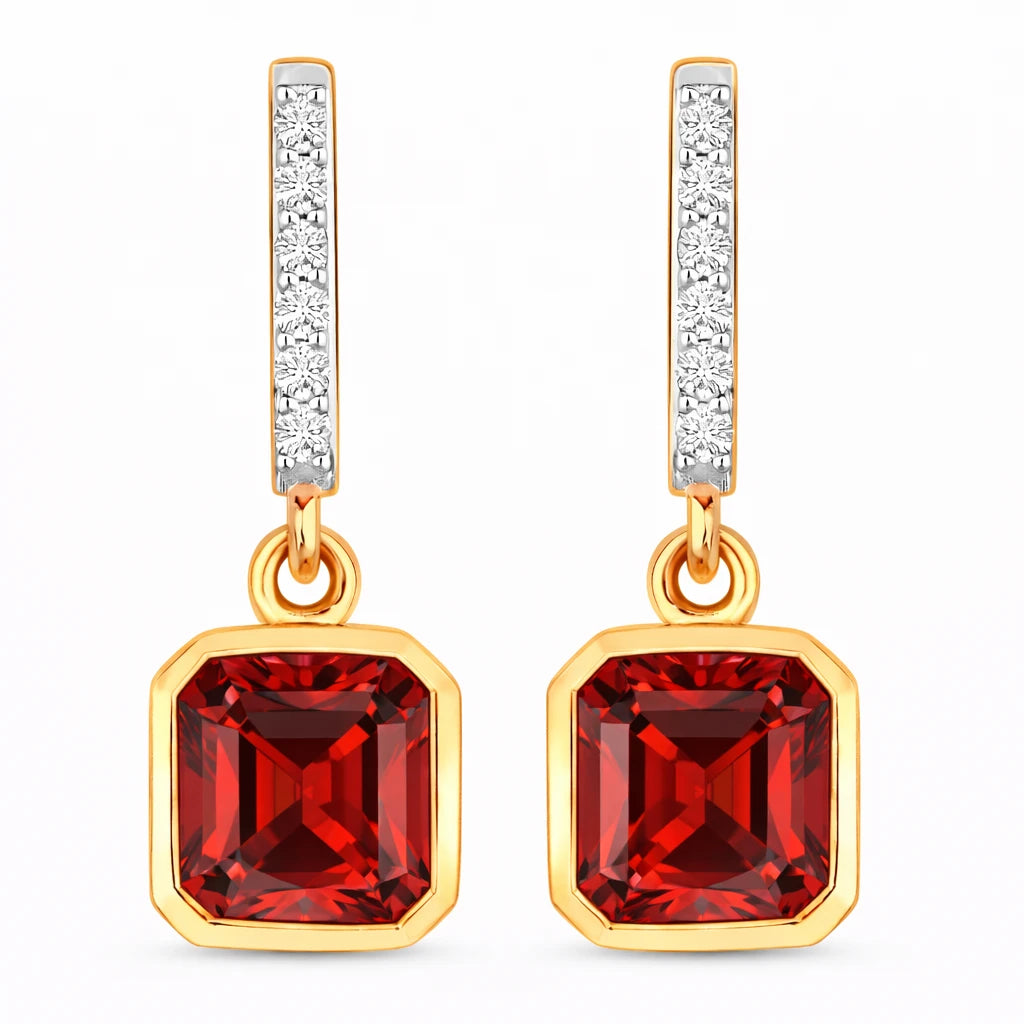 Octagon Cut Diamond Accent Drop Earrings