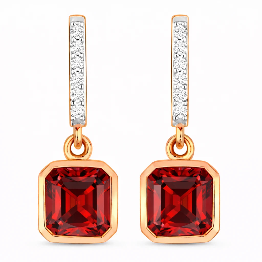 Octagon Cut Diamond Accent Drop Earrings