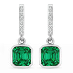 Octagon Cut Diamond Accent Drop Earrings