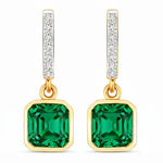 Octagon Cut Diamond Accent Drop Earrings