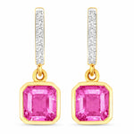 Octagon Cut Diamond Accent Drop Earrings