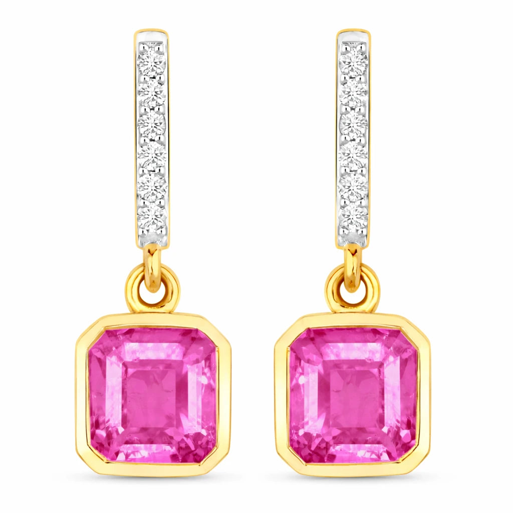 Octagon Cut Diamond Accent Drop Earrings