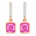 Octagon Cut Diamond Accent Drop Earrings