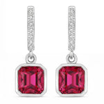 Octagon Cut Diamond Accent Drop Earrings