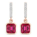 Octagon Cut Diamond Accent Drop Earrings