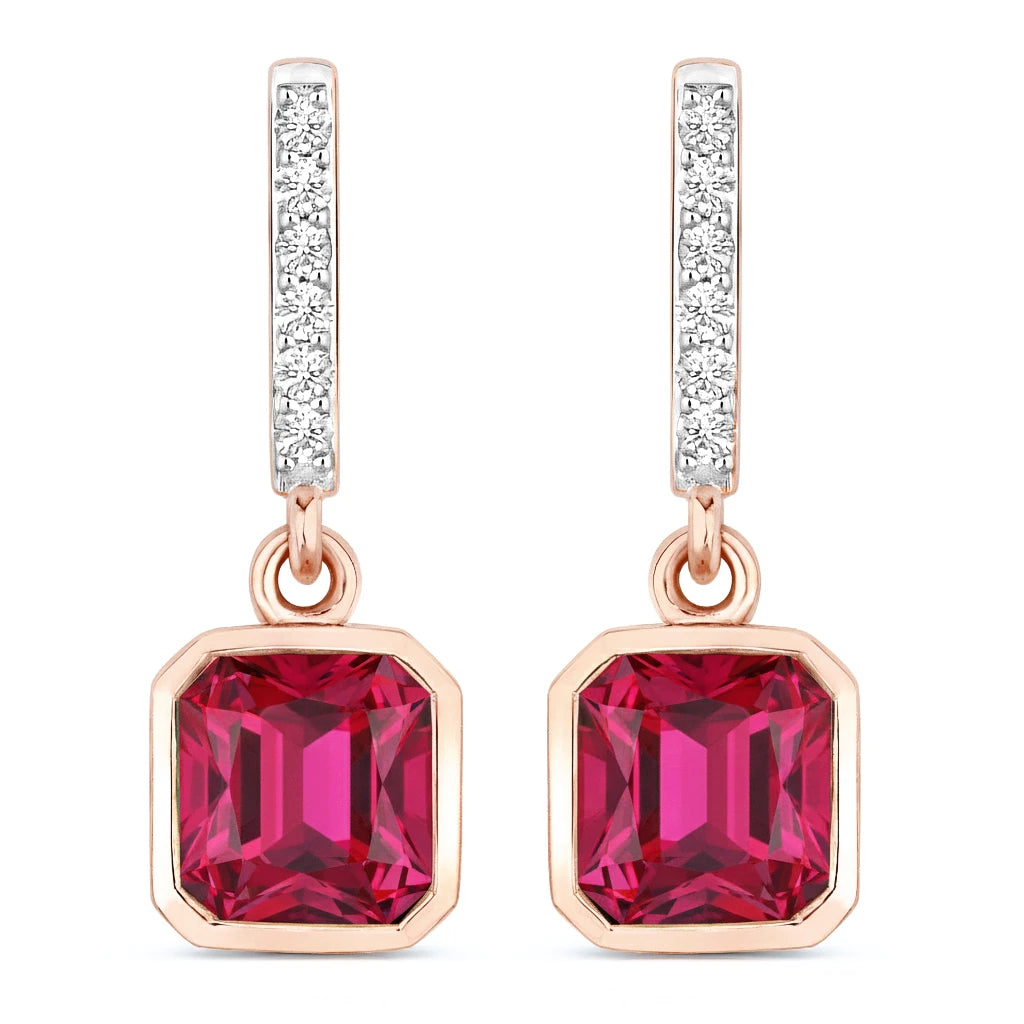 Octagon Cut Diamond Accent Drop Earrings