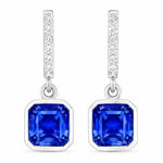 Octagon Cut Diamond Accent Drop Earrings