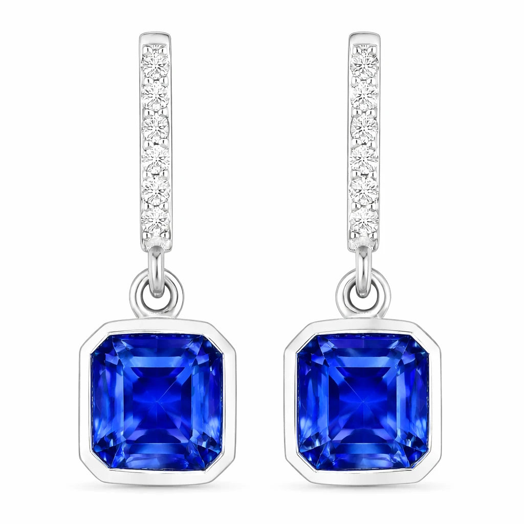 Octagon Cut Diamond Accent Drop Earrings
