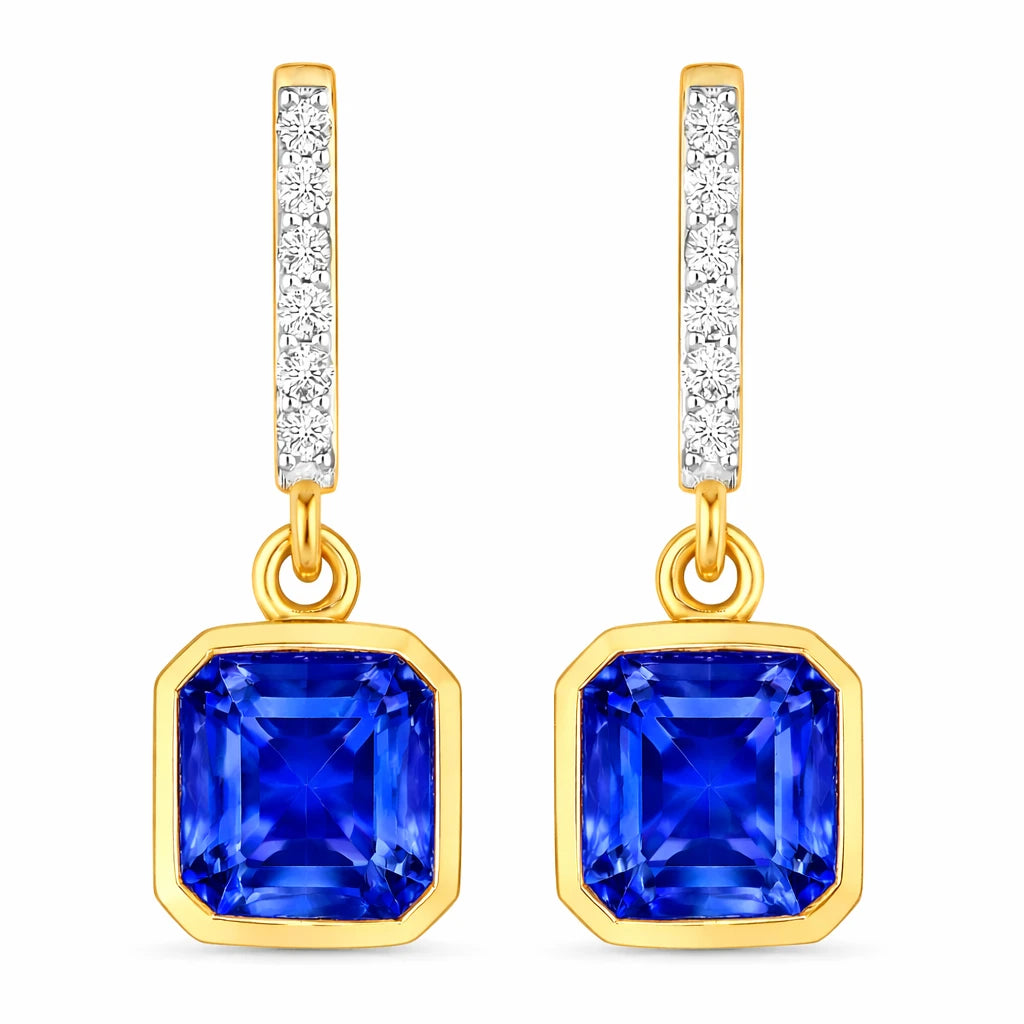 Octagon Cut Diamond Accent Drop Earrings