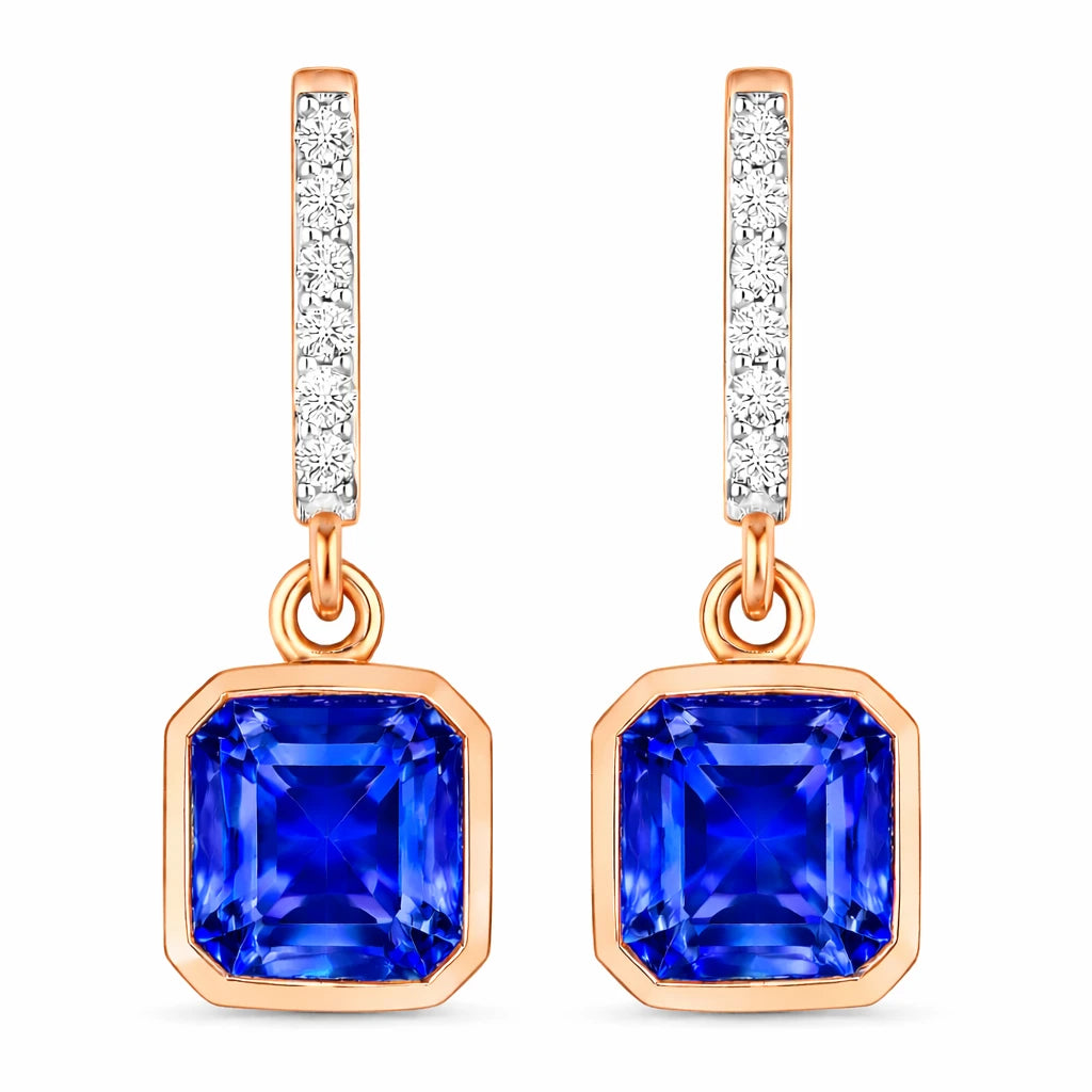 Octagon Cut Diamond Accent Drop Earrings