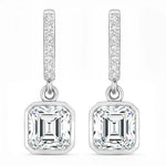 Octagon Cut Diamond Accent Drop Earrings