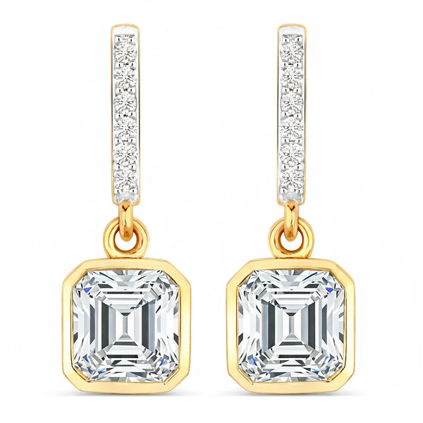 Octagon Cut Diamond Accent Drop Earrings