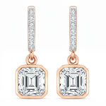 Octagon Cut Diamond Accent Drop Earrings