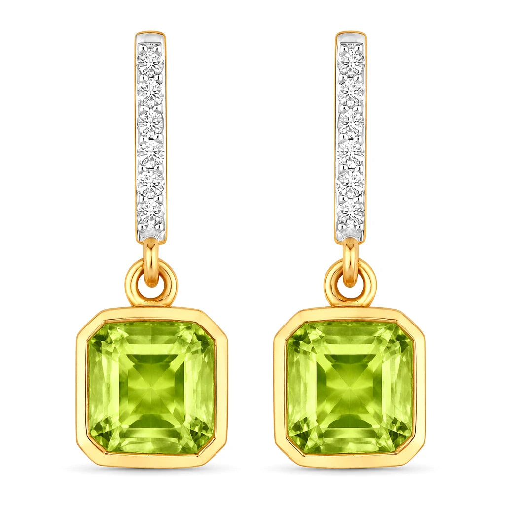 Octagon Cut Diamond Accent Drop Earrings