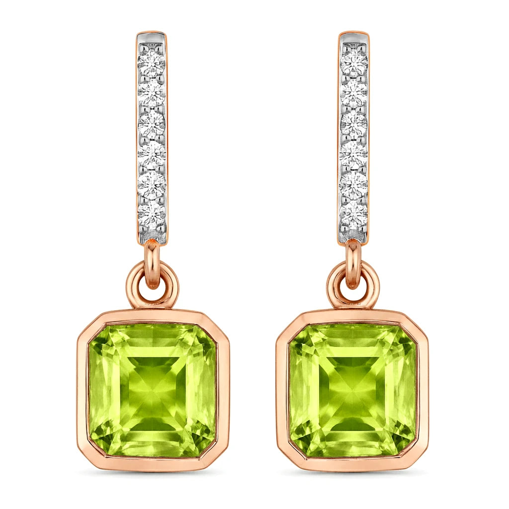 Octagon Cut Diamond Accent Drop Earrings