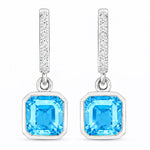 Octagon Cut Diamond Accent Drop Earrings