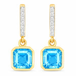 Octagon Cut Diamond Accent Drop Earrings