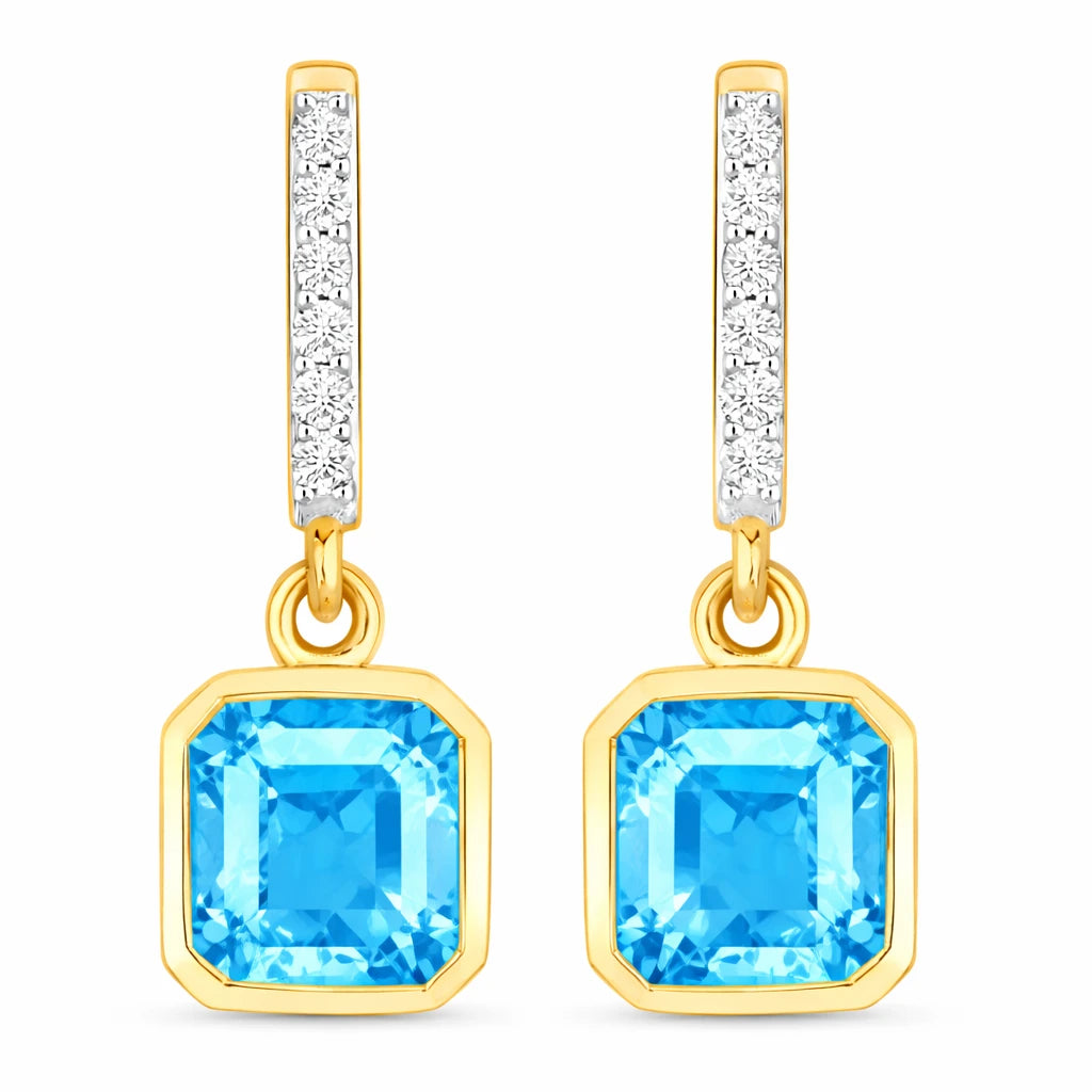 Octagon Cut Diamond Accent Drop Earrings