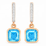 Octagon Cut Diamond Accent Drop Earrings