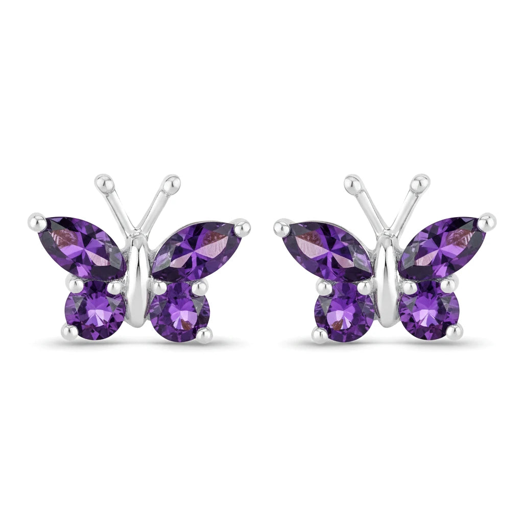 Marquise Round Cut Butterfly Stud Earrings