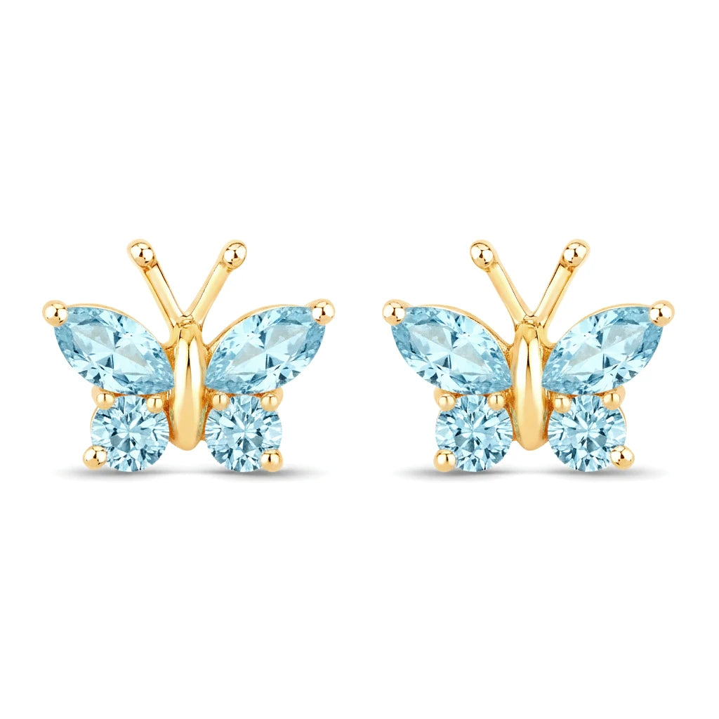 Marquise Round Cut Butterfly Stud Earrings