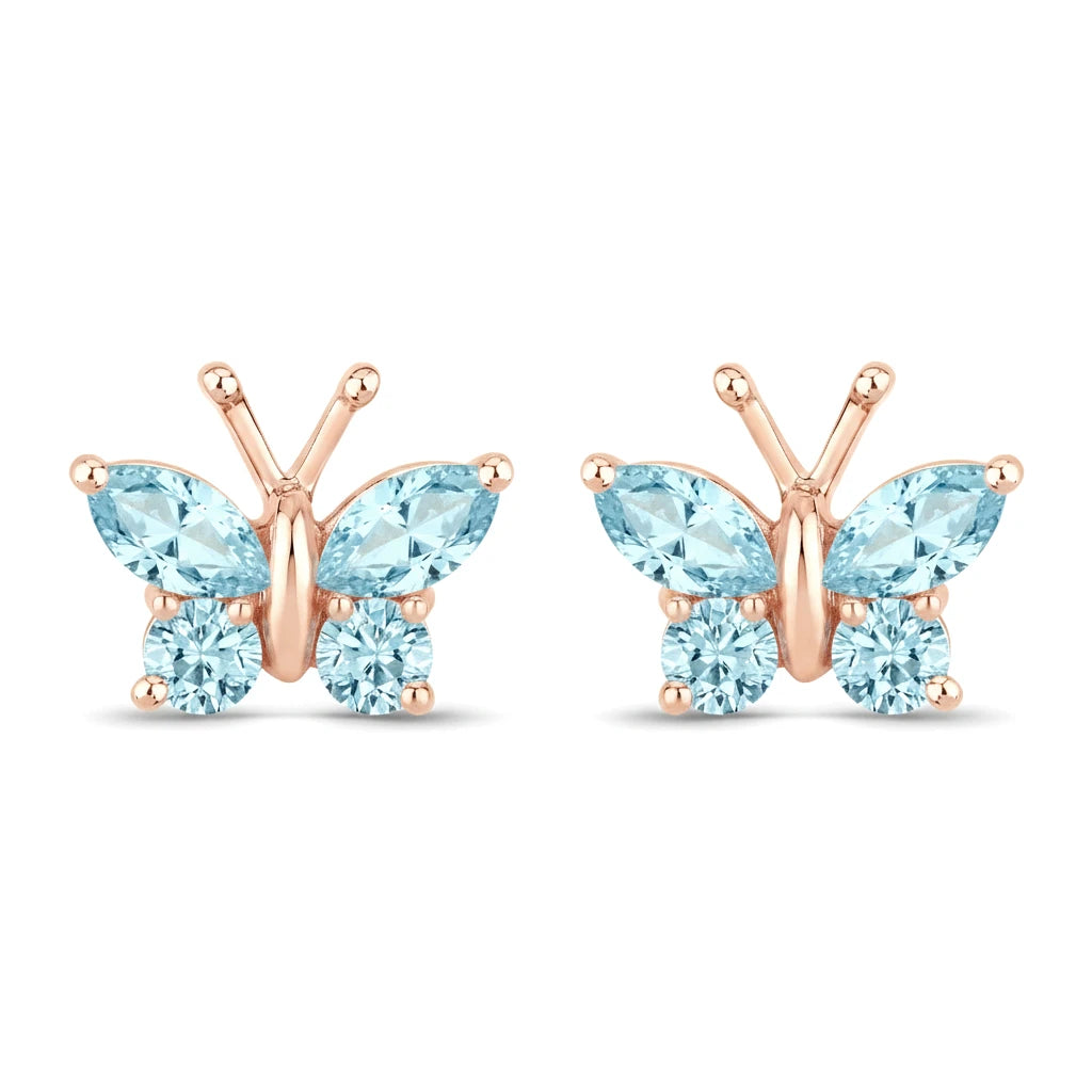 Marquise Round Cut Butterfly Stud Earrings