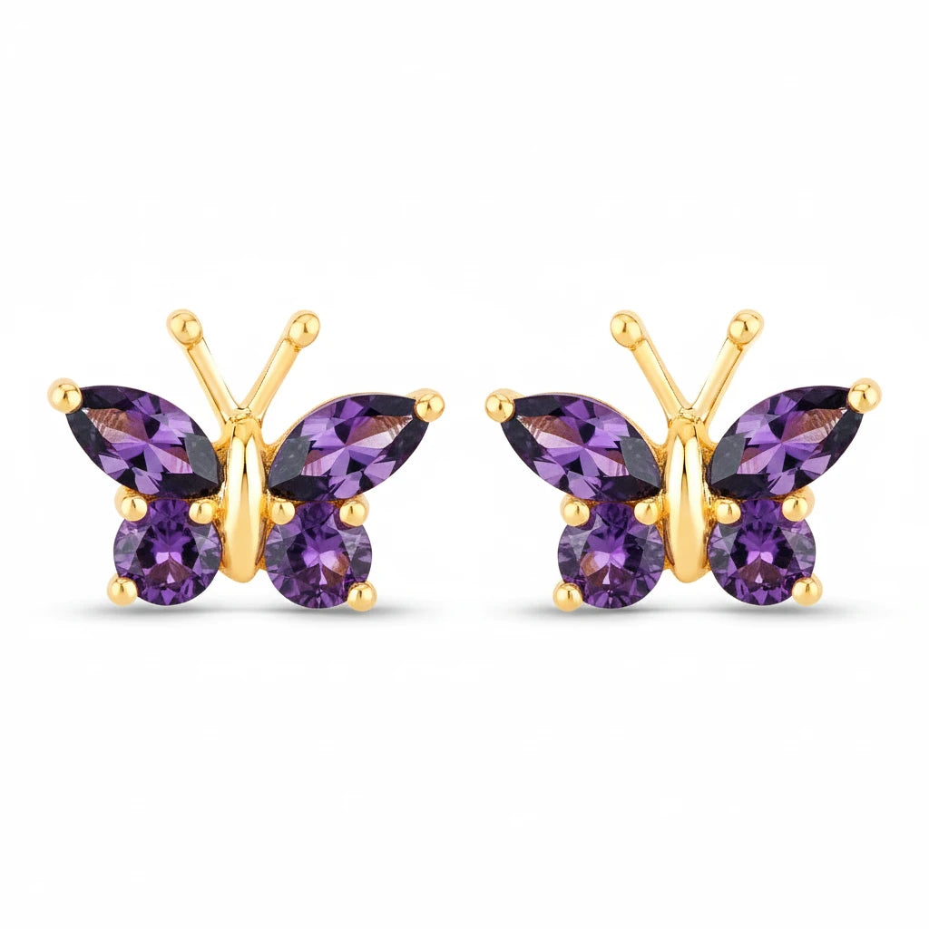 Marquise Round Cut Butterfly Stud Earrings