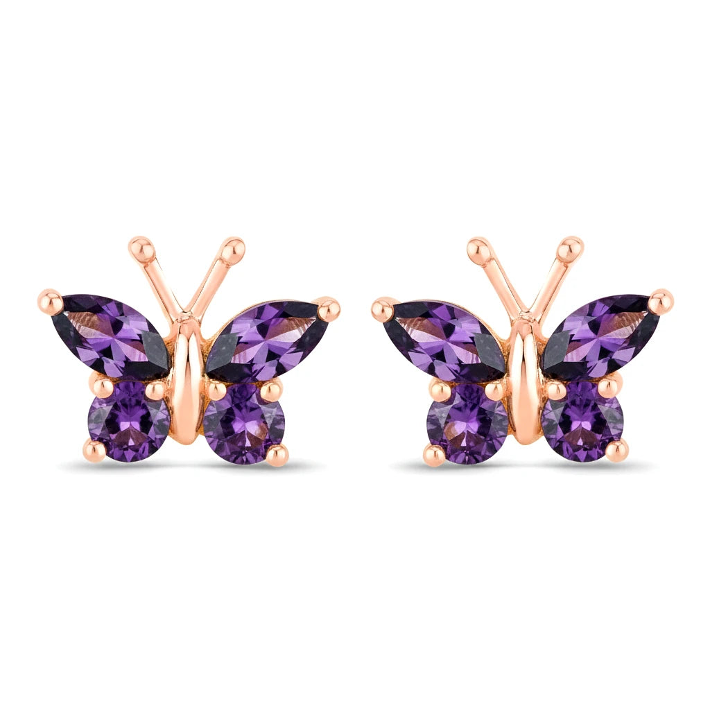 Marquise Round Cut Butterfly Stud Earrings