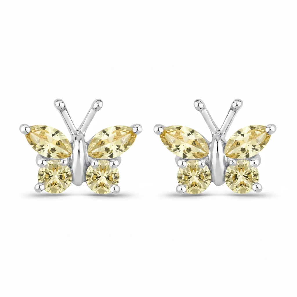Marquise Round Cut Butterfly Stud Earrings