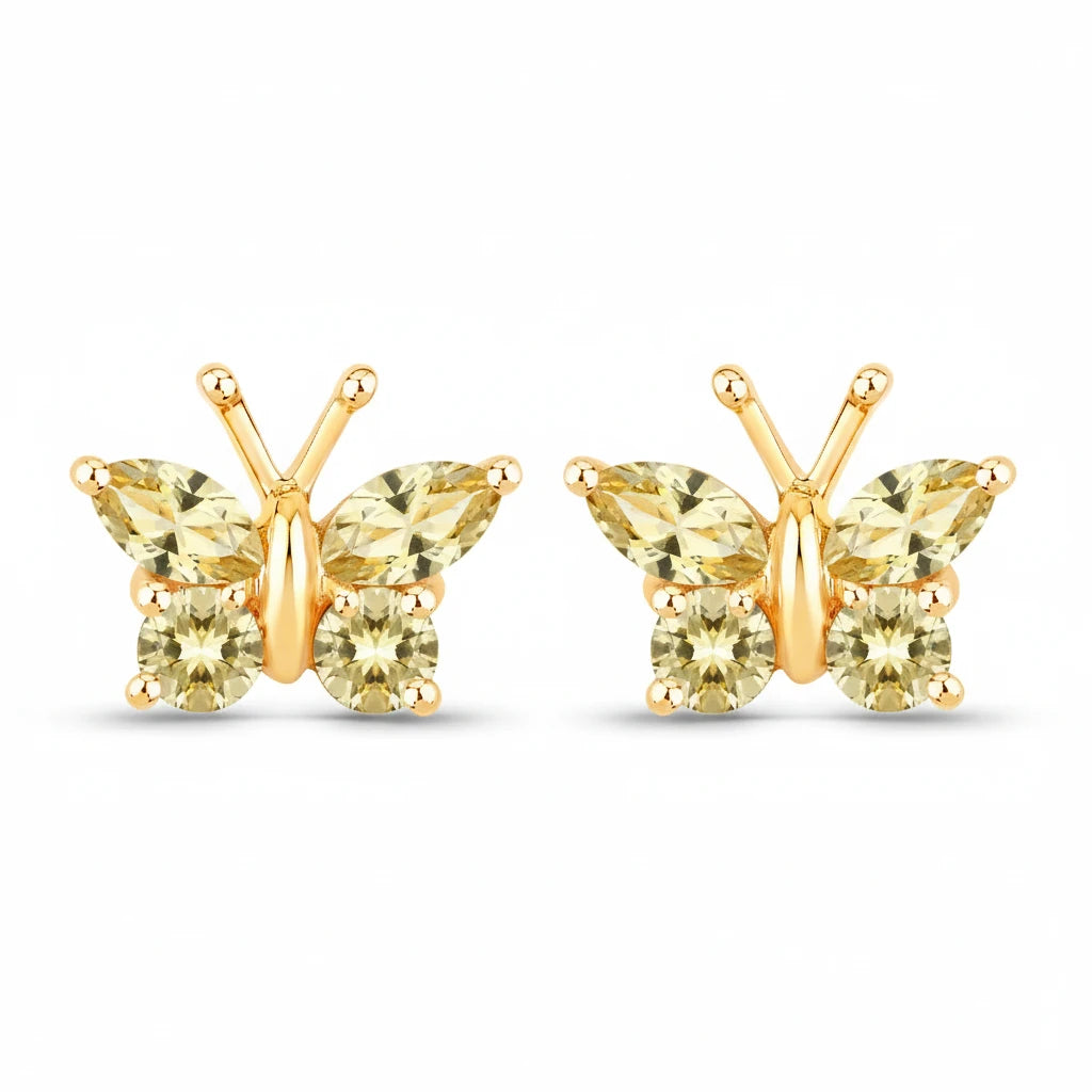Marquise Round Cut Butterfly Stud Earrings
